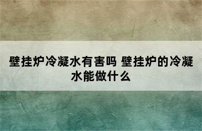 壁挂炉冷凝水有害吗 壁挂炉的冷凝水能做什么